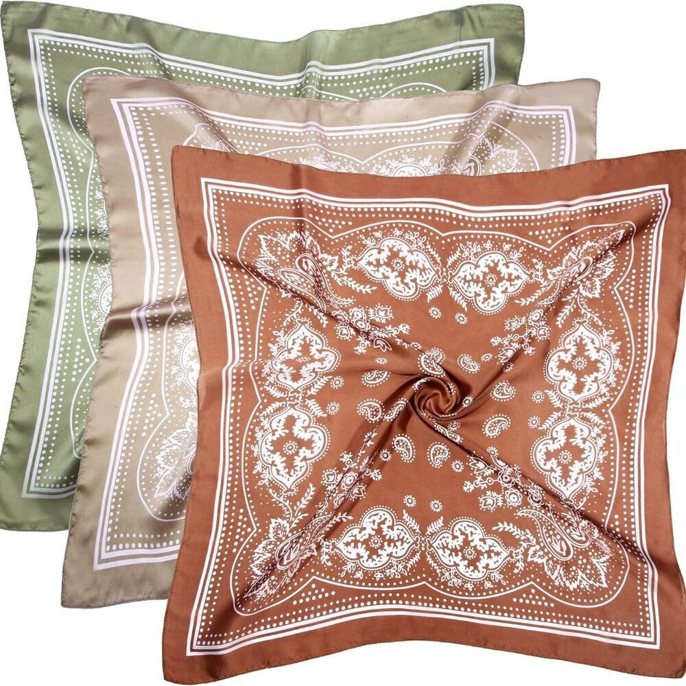 3 Pcs 27.5 Inches Satin Head Scarf Hair Scarf Silk Head Scarf Silk Bandana Silk